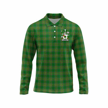 Crowe Irish Clan Tartan Long Sleeve Polo Shirt with Coat of Arms Unisex - Tartan Vibes Clothing