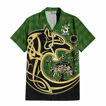 Crowe Irish Tartan Hawaiian Shirt with Coat of Arms Celtic Wolf Style Kid - Tartan Vibes Clothing