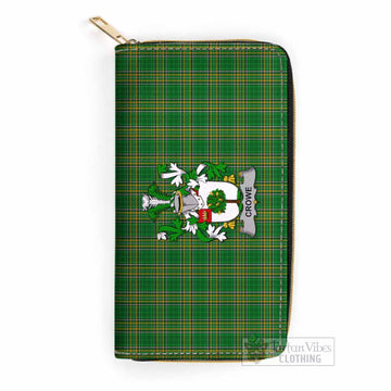 Tartan Vibes Clothing Crowe Irish Clan Tartan Women's Leather Wallet with Coat of Arms