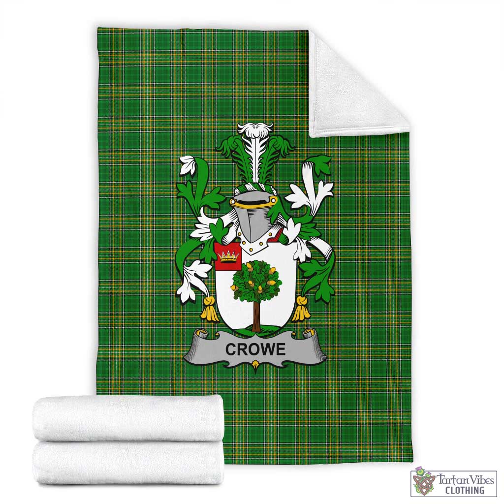 Crowe Irish Clan Tartan Blanket with Coat of Arms X-Large 59 x 79 inches 150 x 200 cm - Tartan Vibes Clothing