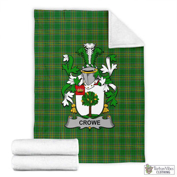 Crowe Irish Clan Tartan Blanket with Coat of Arms X-Large 59 x 79 inches 150 x 200 cm - Tartan Vibes Clothing