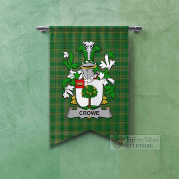 Tartan Vibes Clothing Crowe Irish Clan Tartan Gonfalon, Tartan Banner with Coat of Arms