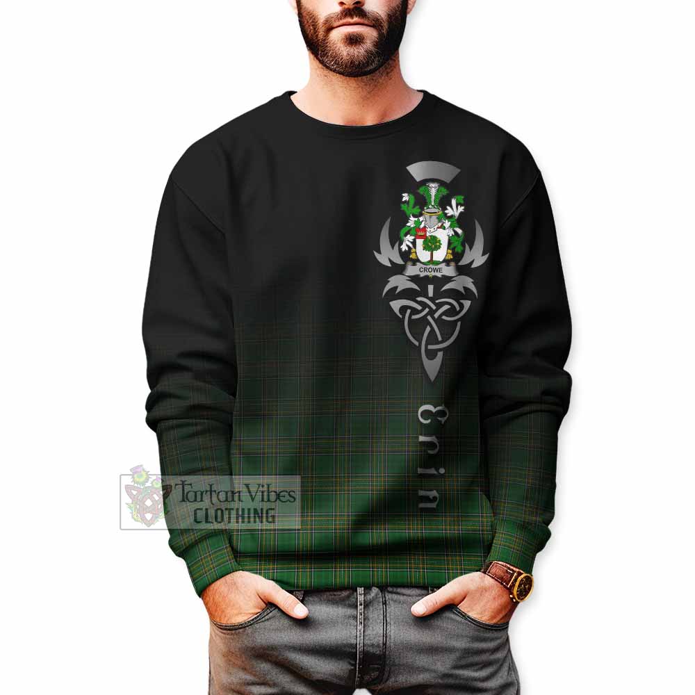 Tartan Vibes Clothing Crowe Irish Clan Sweatshirt with Coat of Arms Erin Go Bragh Celtic Inspired