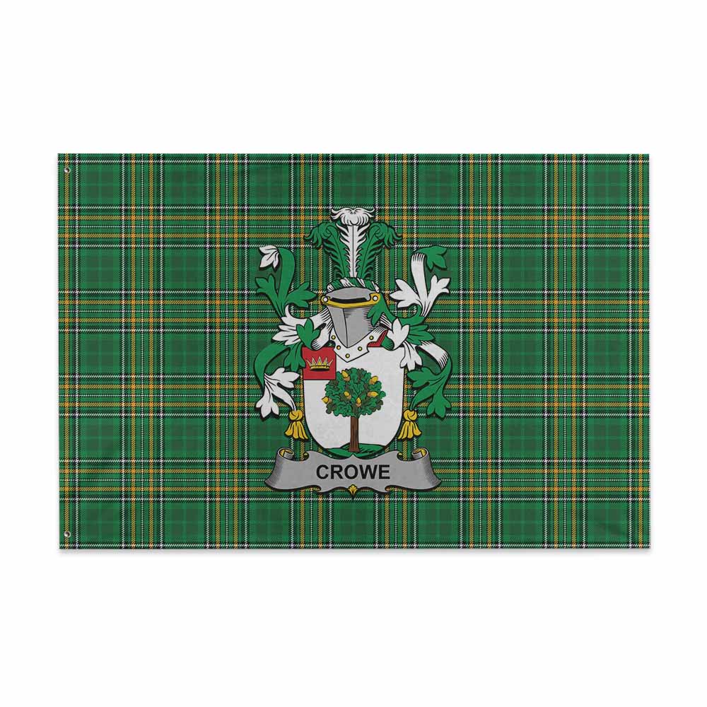 Tartan Vibes Clothing Crowe Irish Clan Tartan House Flag with Coat of Arms