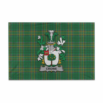 Tartan Vibes Clothing Crowe Irish Clan Tartan House Flag with Coat of Arms