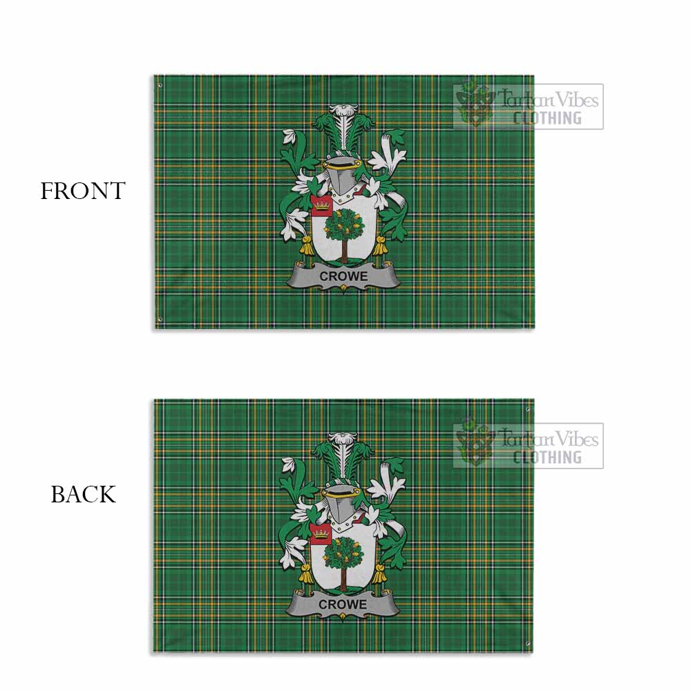 Tartan Vibes Clothing Crowe Irish Clan Tartan House Flag with Coat of Arms