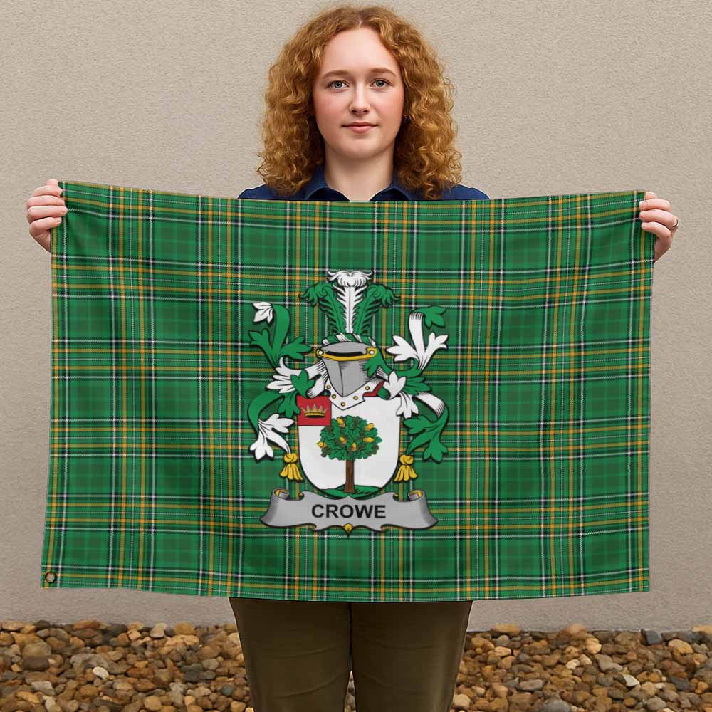Tartan Vibes Clothing Crowe Irish Clan Tartan House Flag with Coat of Arms