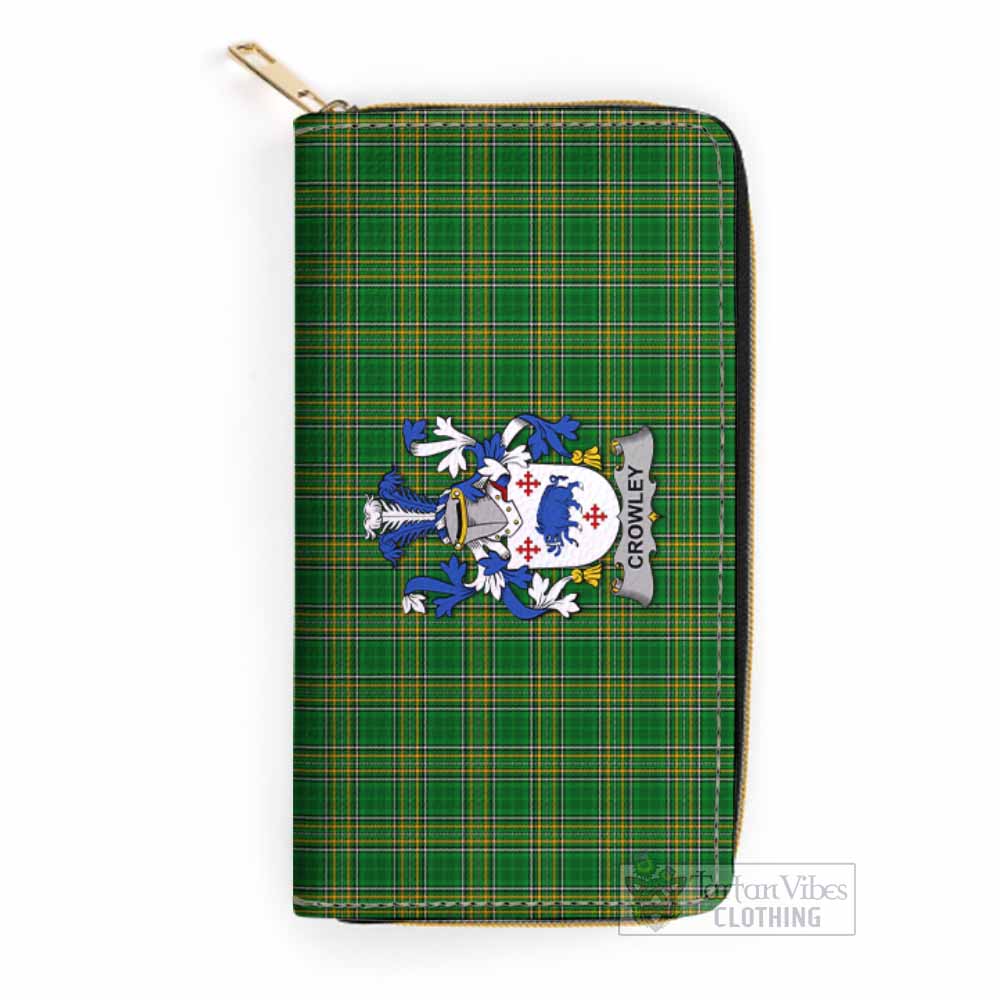 Crowley Irish Clan Tartan Women's Leather Wallet with Coat of Arms One Size 19.7*10.5*3.5 cm - Tartan Vibes Clothing