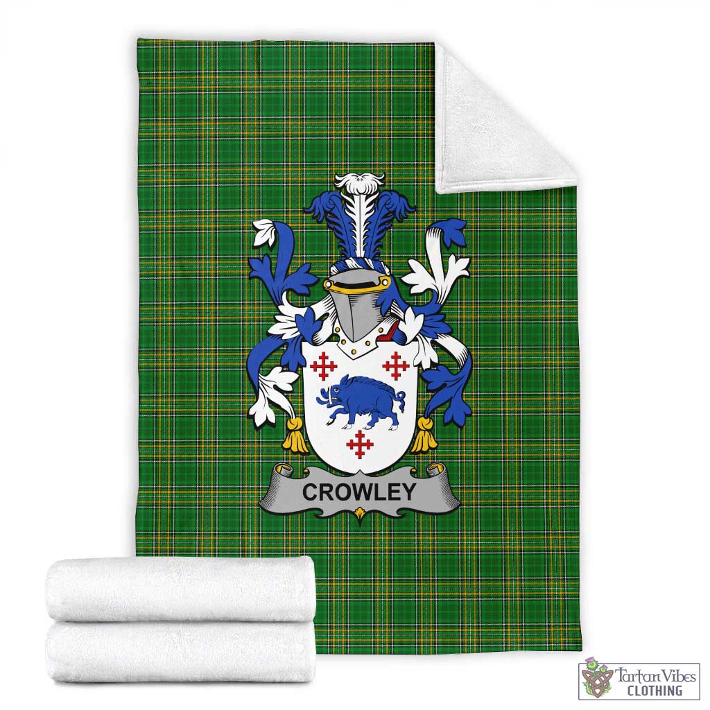 Crowley Irish Clan Tartan Blanket with Coat of Arms X-Large 59 x 79 inches 150 x 200 cm - Tartan Vibes Clothing