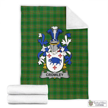 Tartan Vibes Clothing Crowley Irish Clan Tartan Blanket with Coat of Arms