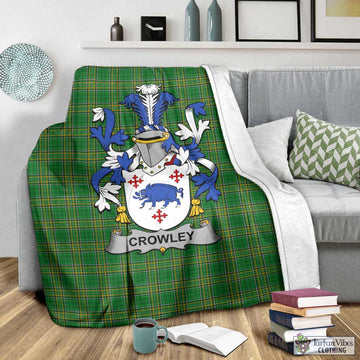 Tartan Vibes Clothing Crowley Irish Clan Tartan Blanket with Coat of Arms