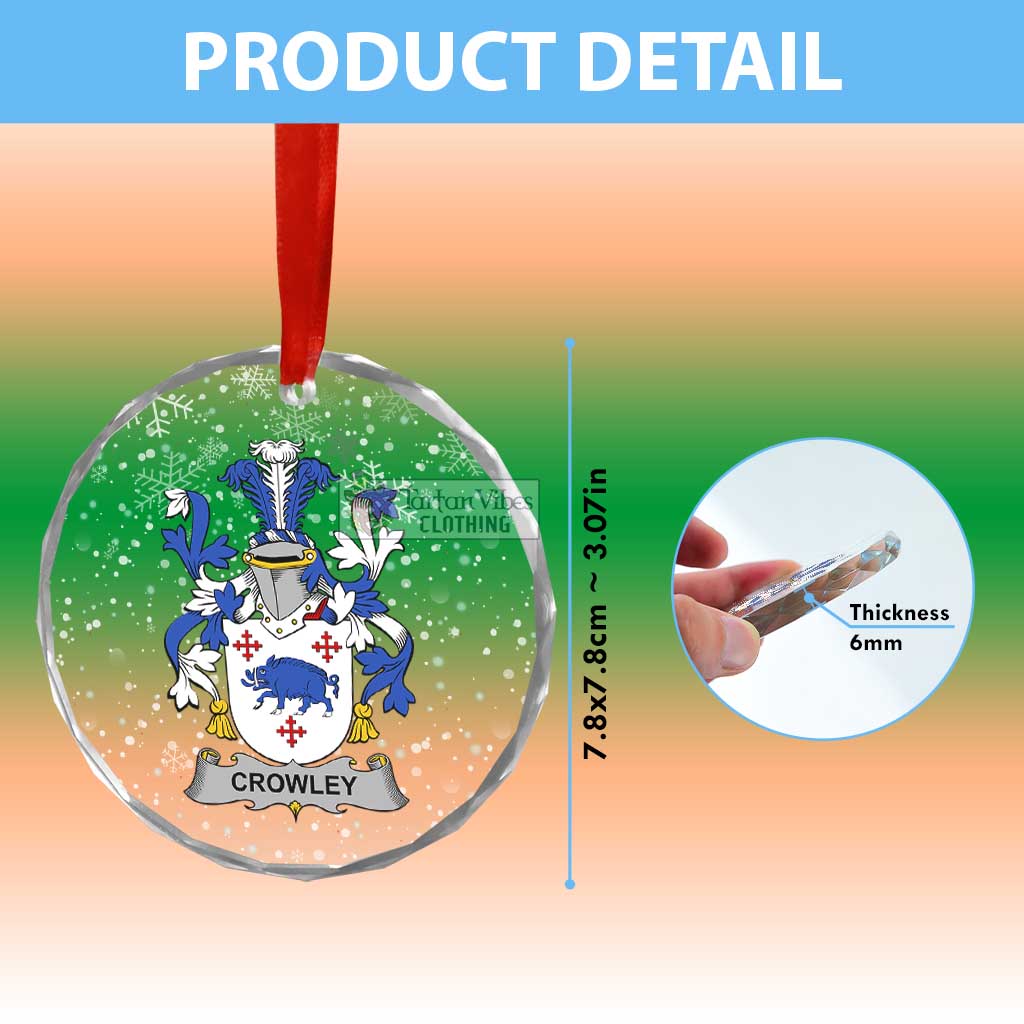 Tartan Vibes Clothing Crowley Irish Clan Christmas Glass Ornament with Coat of Arms