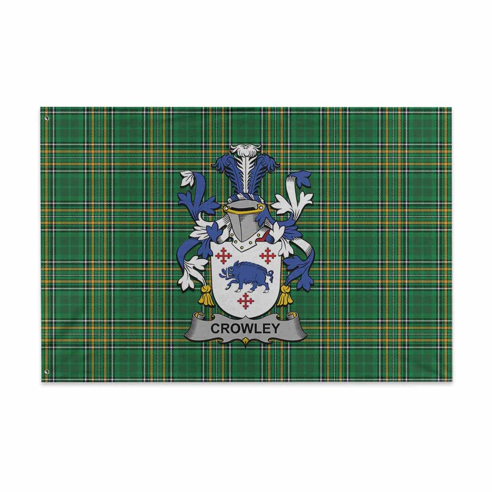 Tartan Vibes Clothing Crowley Irish Clan Tartan House Flag with Coat of Arms