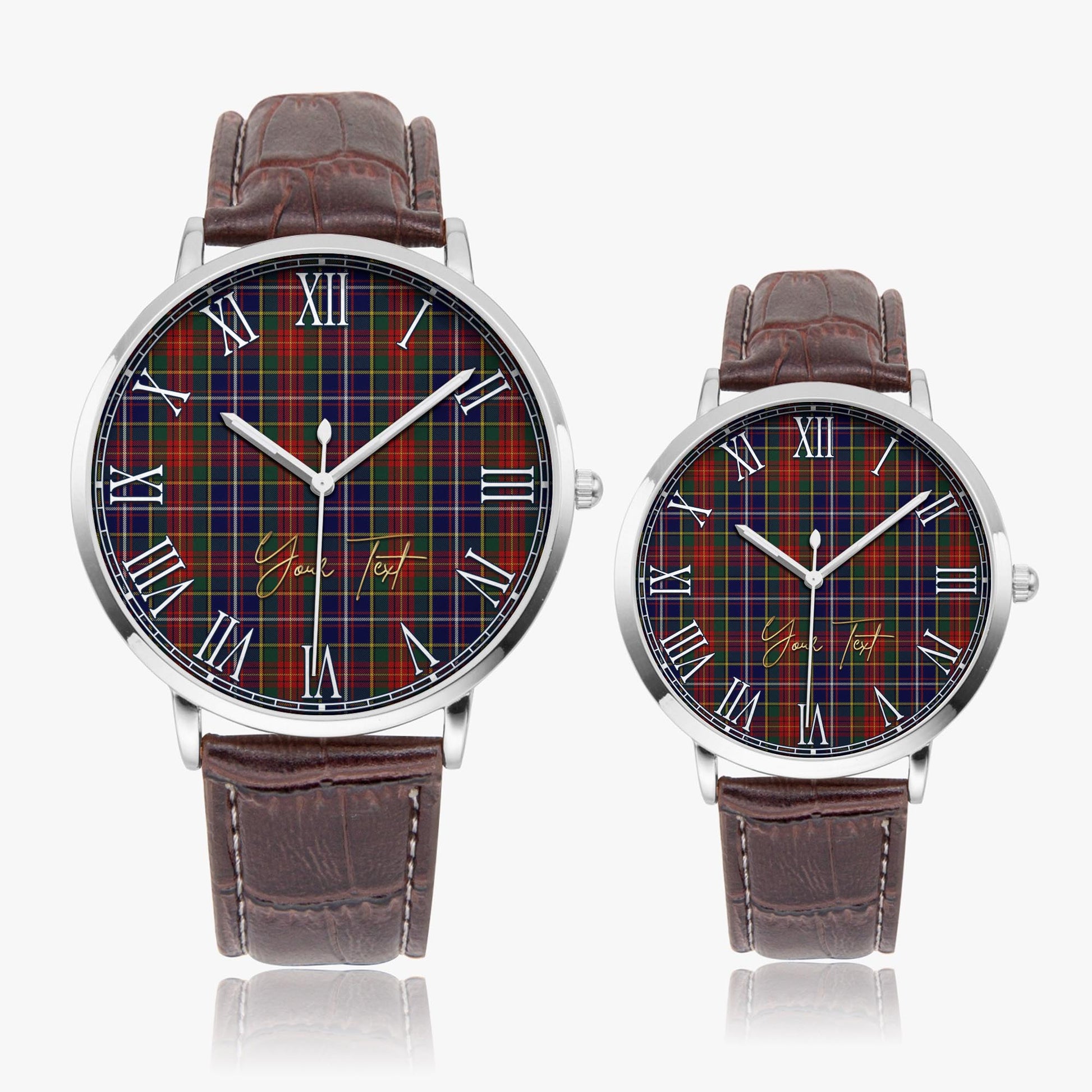 Crozier Tartan Personalized Your Text Leather Trap Quartz Watch - Tartan Vibes Clothing