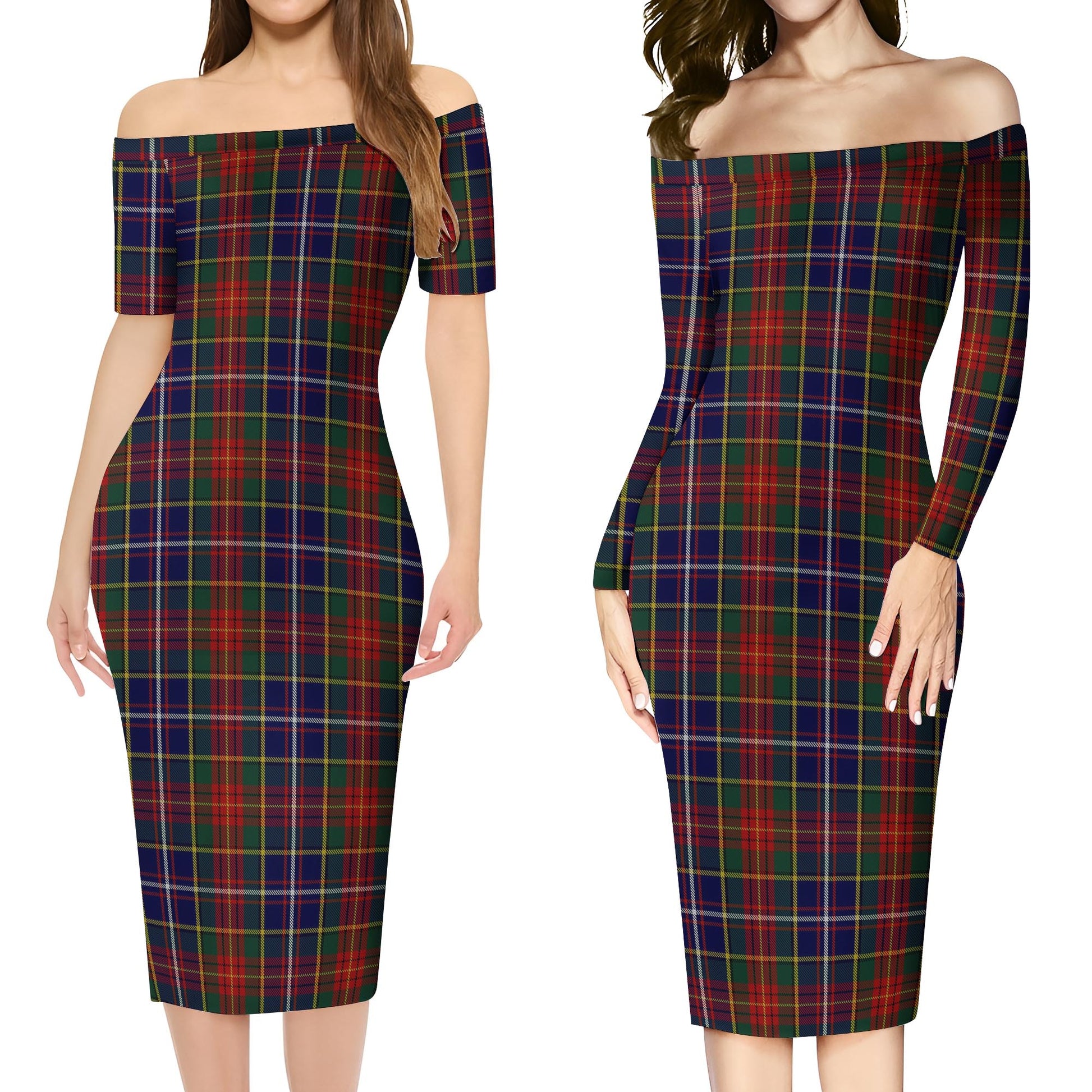 Crozier Tartan Off Shoulder Lady Dress Women's Dress - Tartan Vibes Clothing
