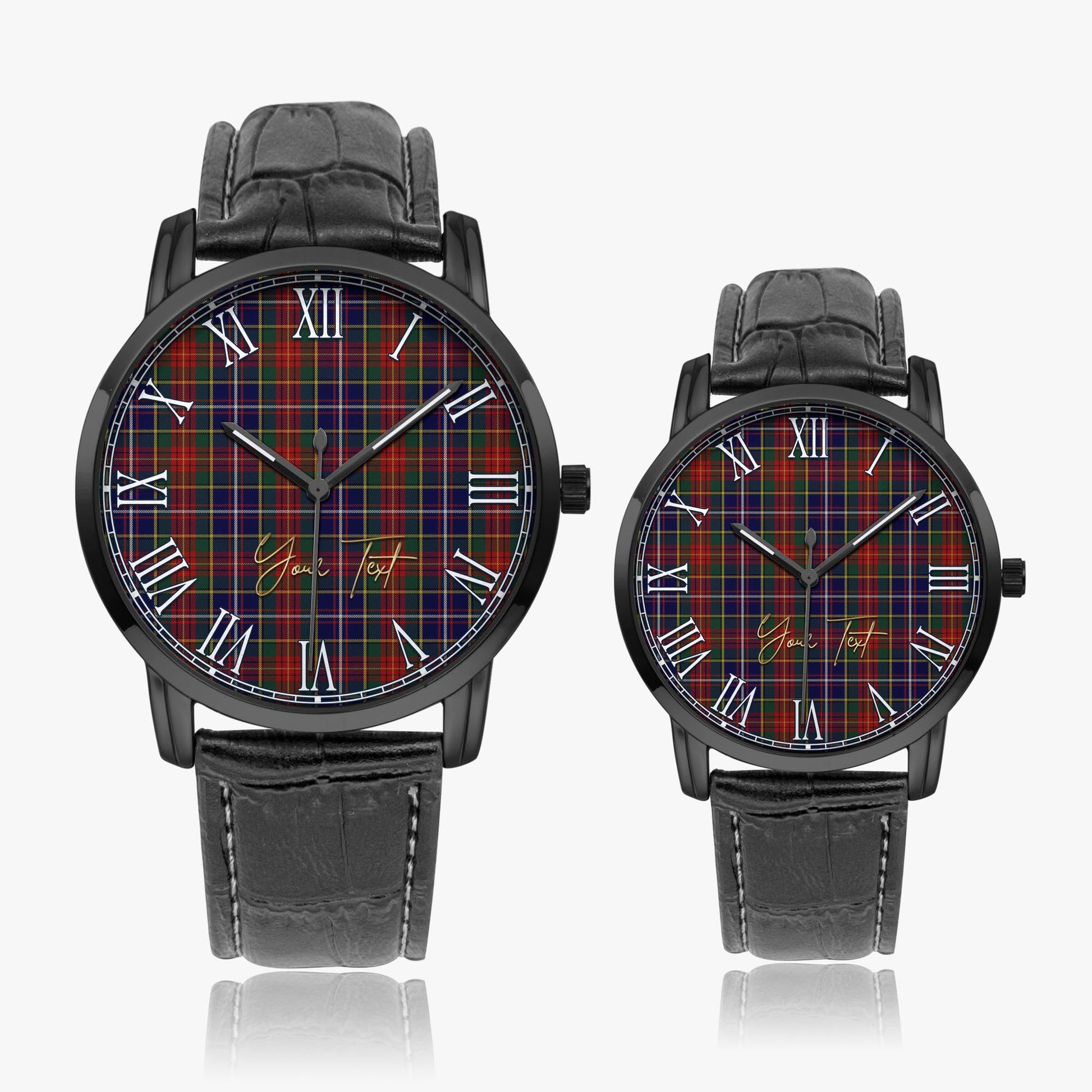 Crozier Tartan Personalized Your Text Leather Trap Quartz Watch Wide Type - Tartan Vibes Clothing