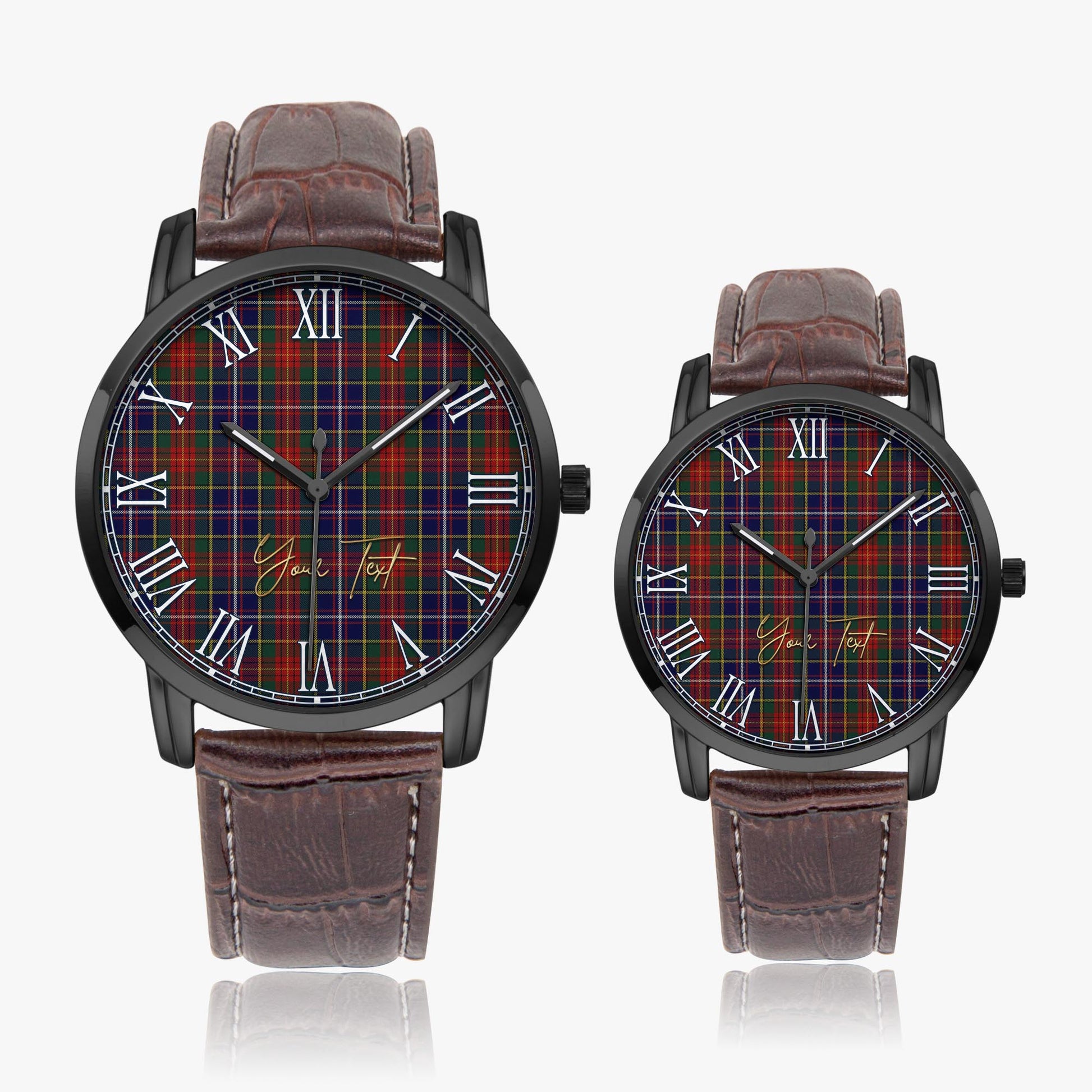 Crozier Tartan Personalized Your Text Leather Trap Quartz Watch - Tartan Vibes Clothing