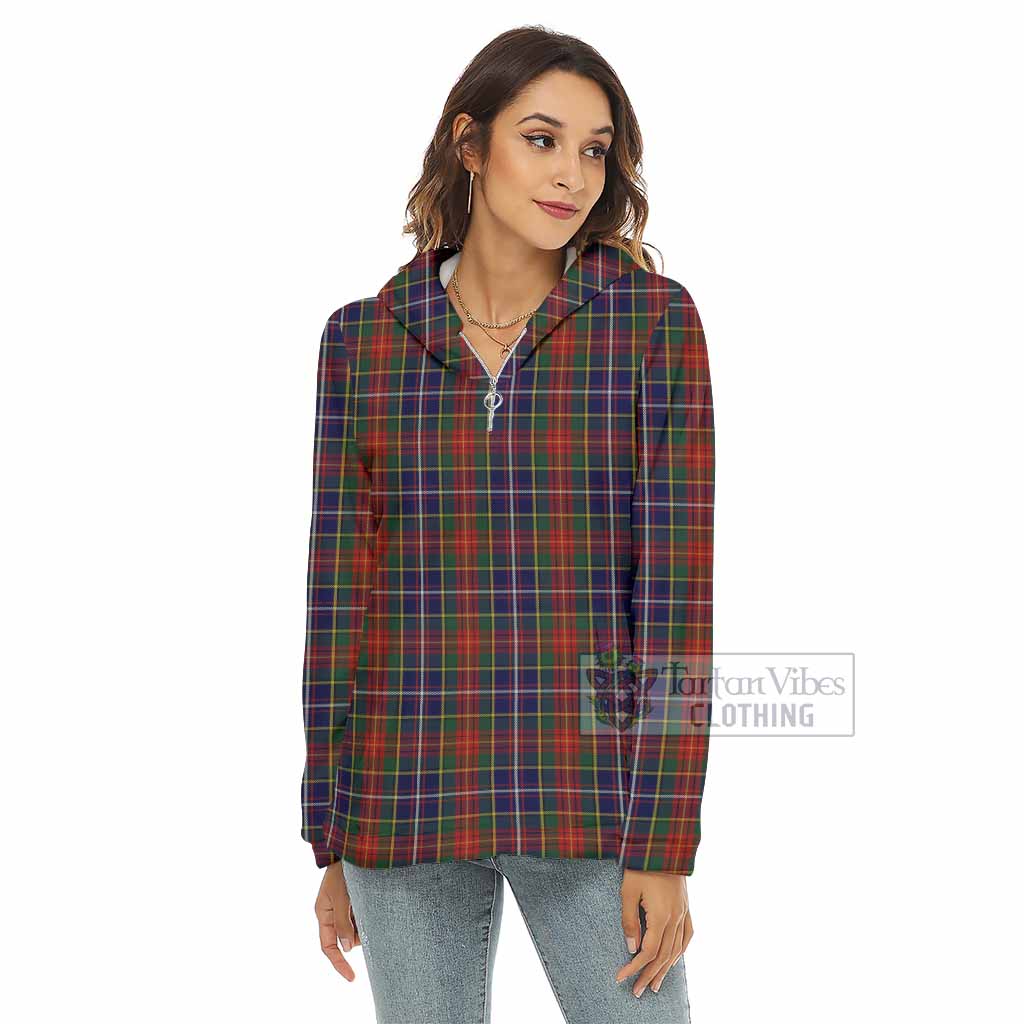 Tartan Vibes Clothing Crozier Tartan Women's Borg  Half Zip Fleece Hoodie