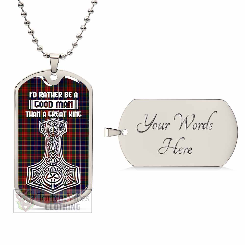 Crozier Tartan Dog Tag Necklace Viking Mjolnir Style Silver Yes - Tartan Vibes Clothing