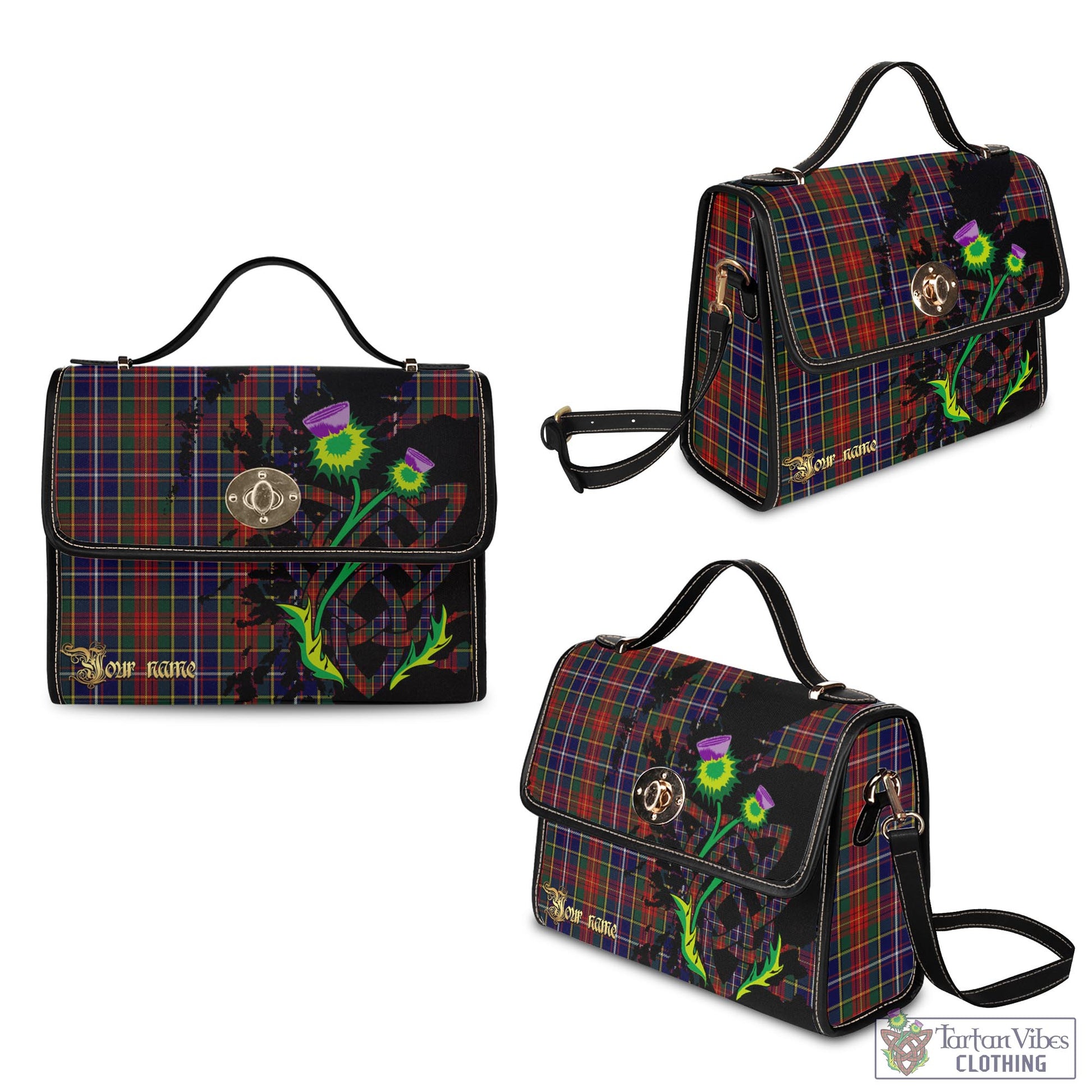 Tartan Vibes Clothing Crozier Tartan Waterproof Canvas Bag with Scotland Map and Thistle Celtic Accents
