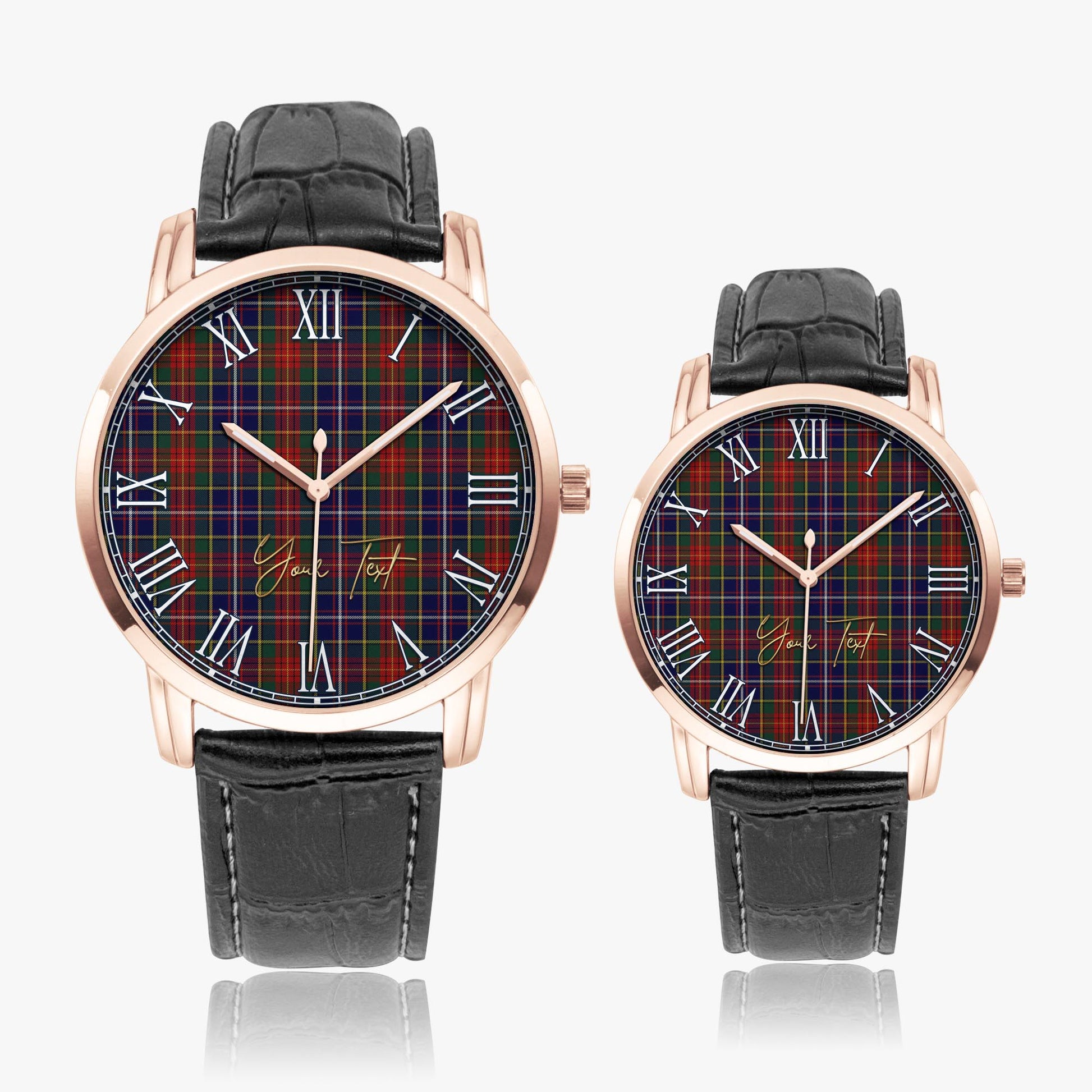Crozier Tartan Personalized Your Text Leather Trap Quartz Watch - Tartan Vibes Clothing