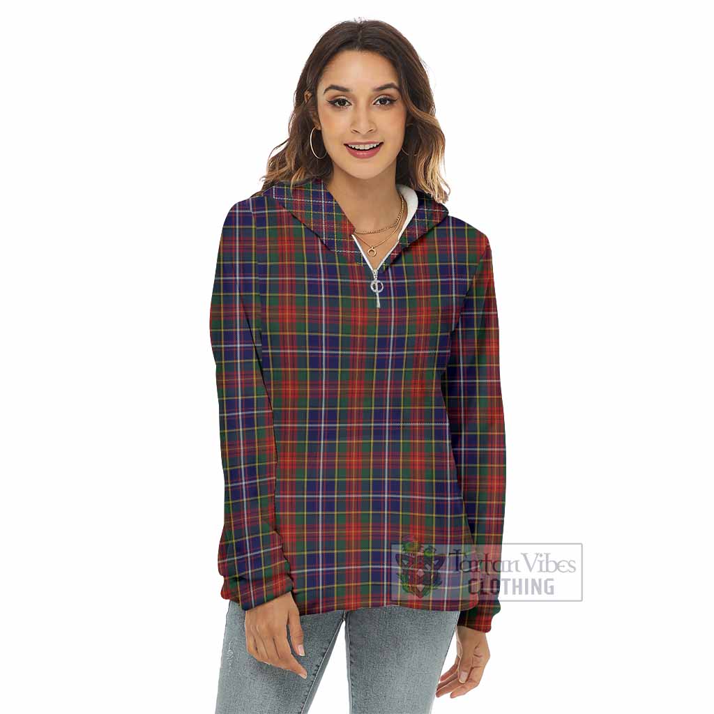 Tartan Vibes Clothing Crozier Tartan Women's Borg  Half Zip Fleece Hoodie