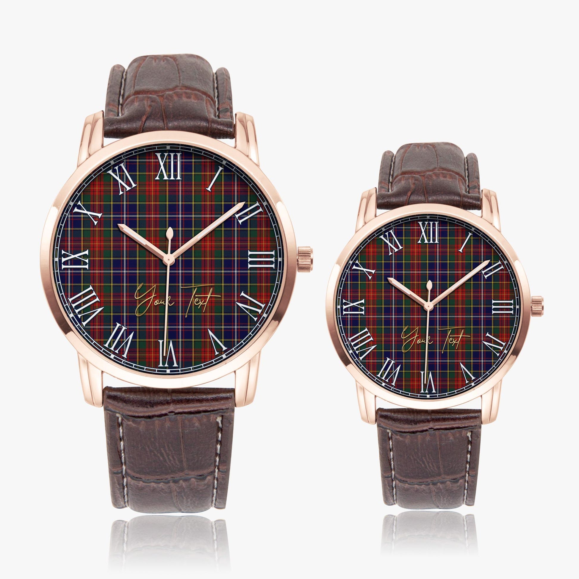 Crozier Tartan Personalized Your Text Leather Trap Quartz Watch - Tartan Vibes Clothing