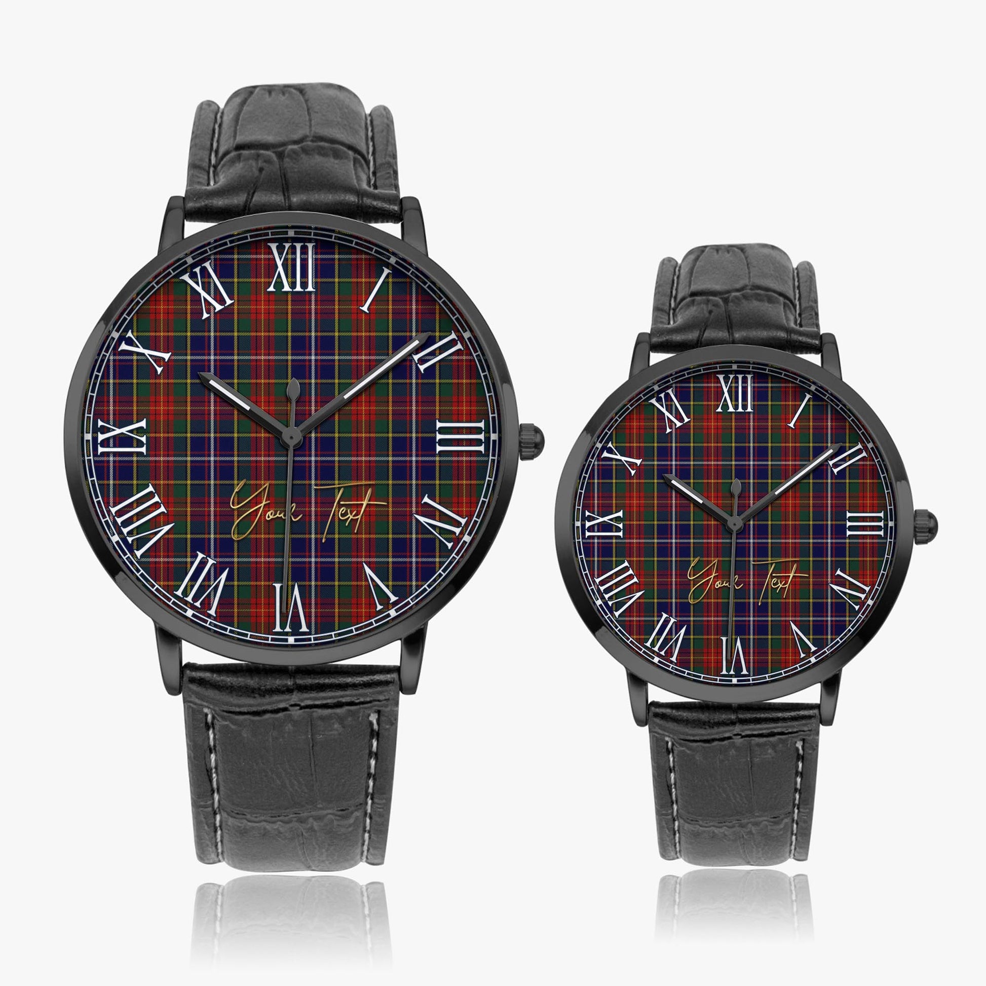 Crozier Tartan Personalized Your Text Leather Trap Quartz Watch - Tartan Vibes Clothing