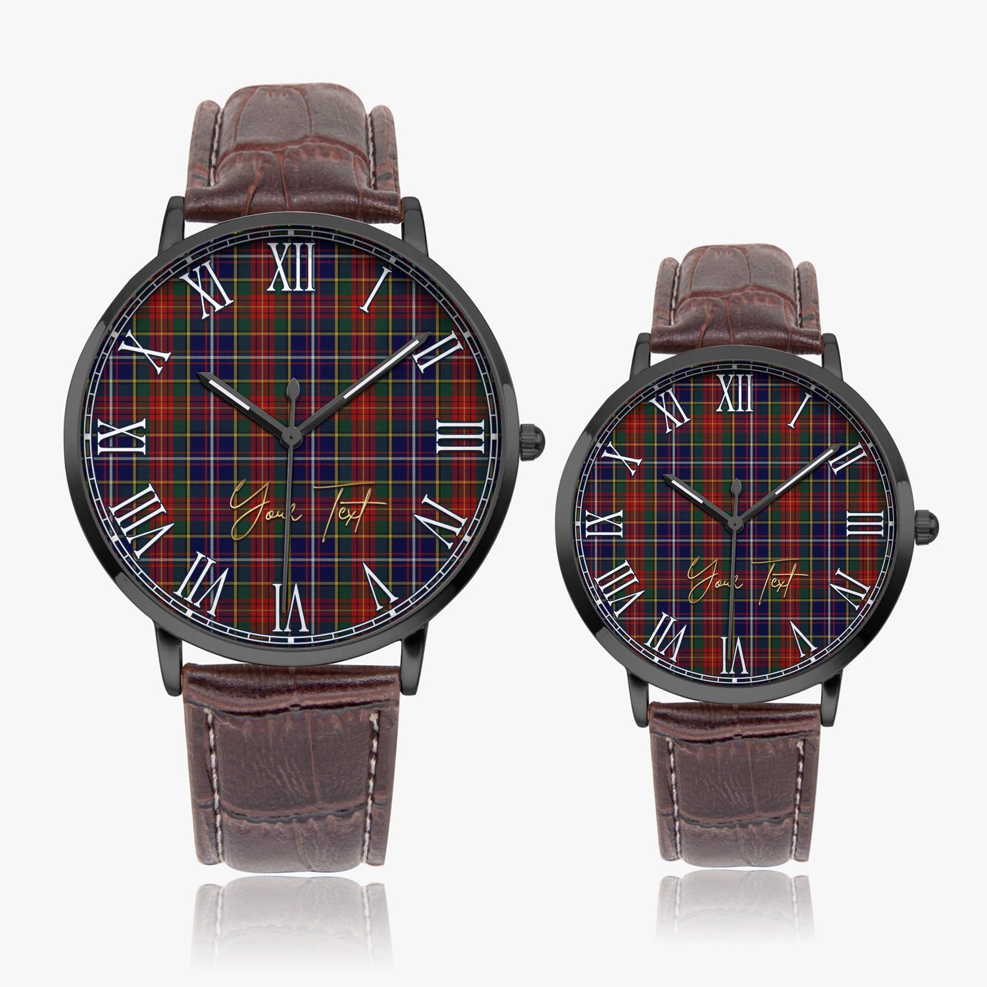 Crozier Tartan Personalized Your Text Leather Trap Quartz Watch - Tartan Vibes Clothing