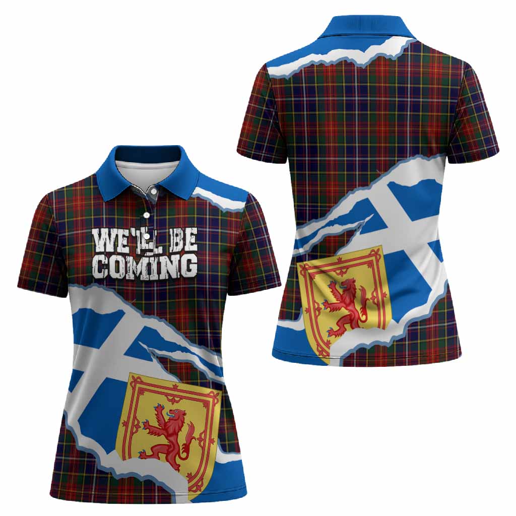 Crozier Scotland Football Tartan Women Polo Shirt We'll Be Coming