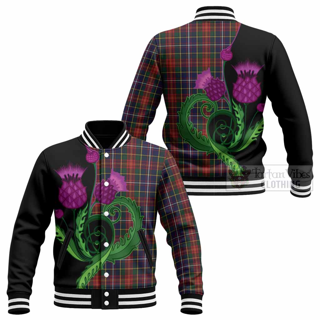 Crozier Tartan Baseball Jacket Traditional Scottish Thistle