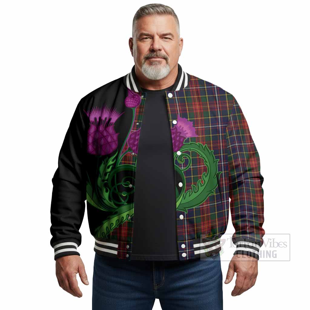 Crozier Tartan Baseball Jacket Traditional Scottish Thistle