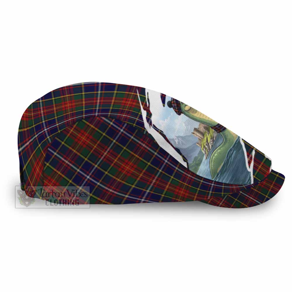 Crozier Tartan Loch Ness Monster Scottish Heritage Art Flat Cap, Jeff Cap