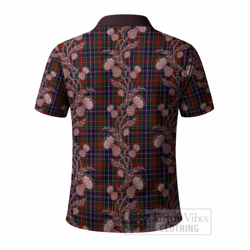 Crozier Tartan Polo Shirt Seamless Scottish Thistle Flowers