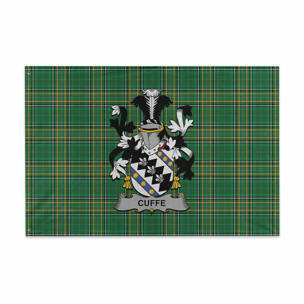 Tartan Vibes Clothing Cuffe Irish Clan Tartan House Flag with Coat of Arms