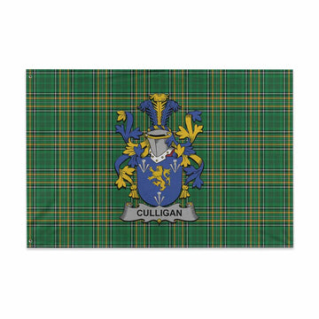 Culligan Irish Clan Tartan House Flag with Coat of Arms