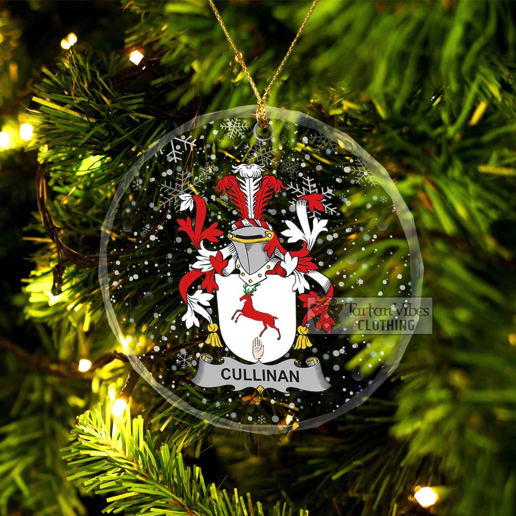 Cullinan Irish Clan Christmas Glass Ornament with Coat of Arms Transparent Glass Circle - 2D-tartanvibesclothing
