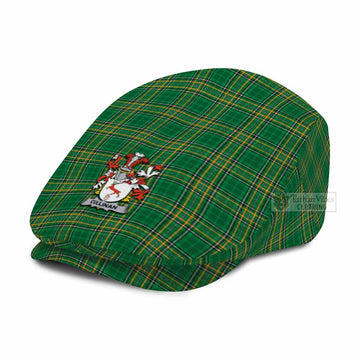 Cullinan Irish Clan Tartan Jeff Cap, Tartan Flat Cap with Coat of Arm