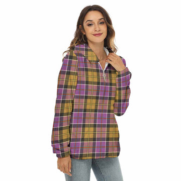 Tartan Vibes Clothing Culloden Tartan Women's Borg  Half Zip Fleece Hoodie