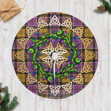 Tartan Vibes Clothing Culloden Tartan Christmas Tree Skirt with Thistle Celtic Knot Style