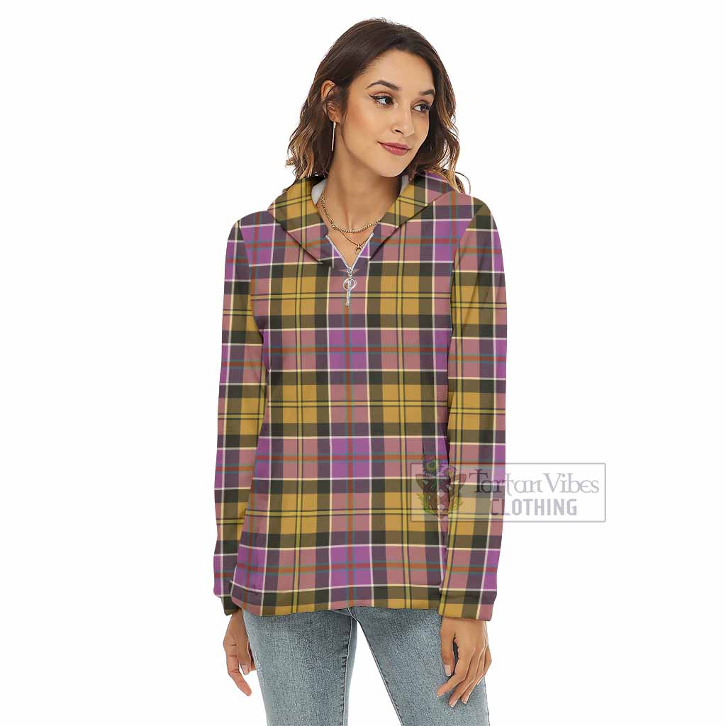 Tartan Vibes Clothing Culloden Tartan Women's Borg  Half Zip Fleece Hoodie