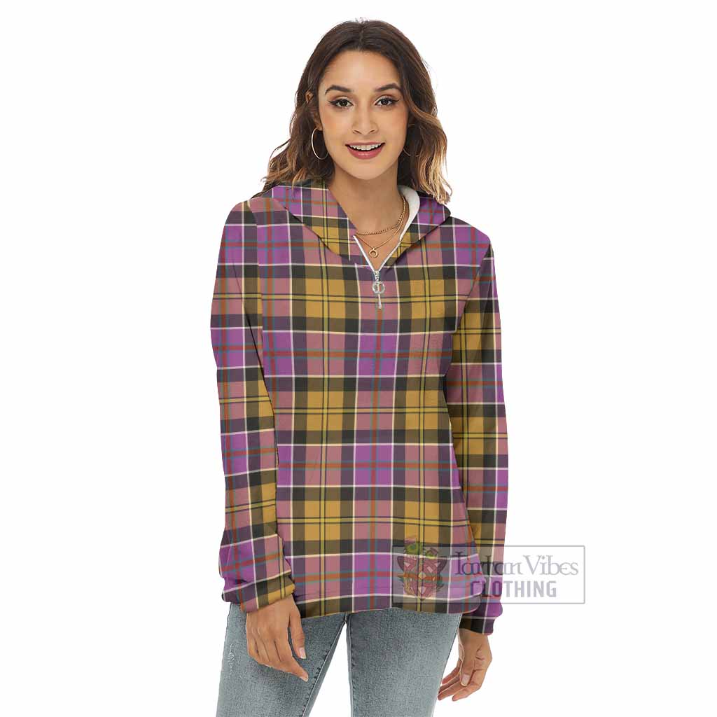 Tartan Vibes Clothing Culloden Tartan Women's Borg  Half Zip Fleece Hoodie