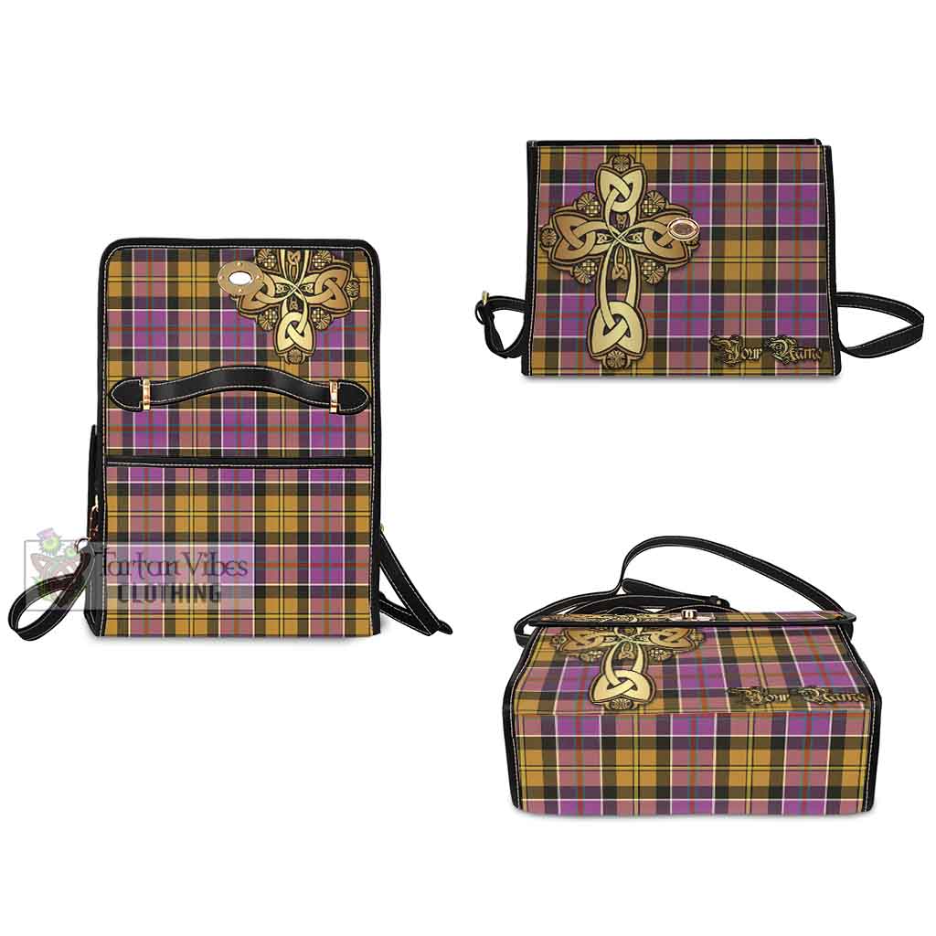 Tartan Vibes Clothing Culloden Tartan Waterproof Canvas Bag Golden Thistle Celtic Cross Style