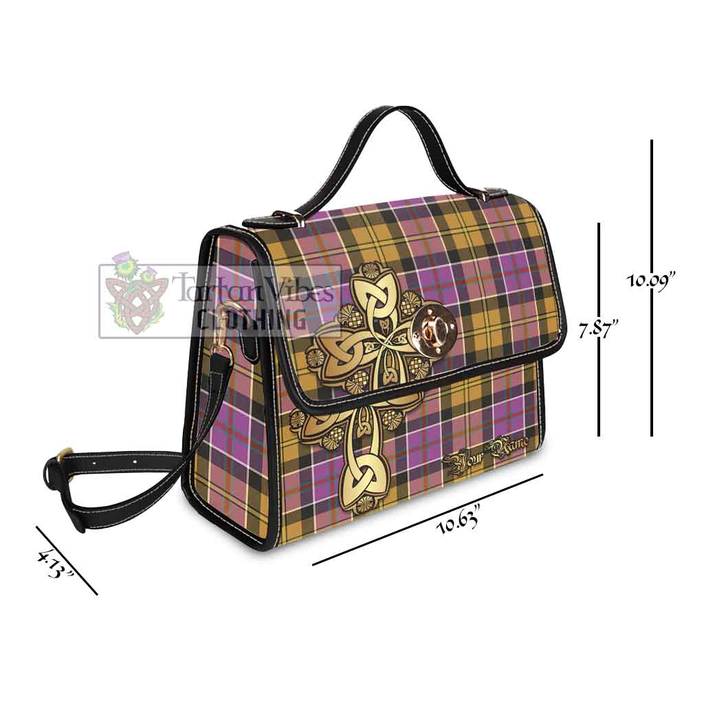 Tartan Vibes Clothing Culloden Tartan Waterproof Canvas Bag Golden Thistle Celtic Cross Style