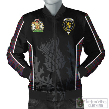 Cumming Tartan Bomber Jacket with Family Crest and Scottish Thistle Vibes Sport Style