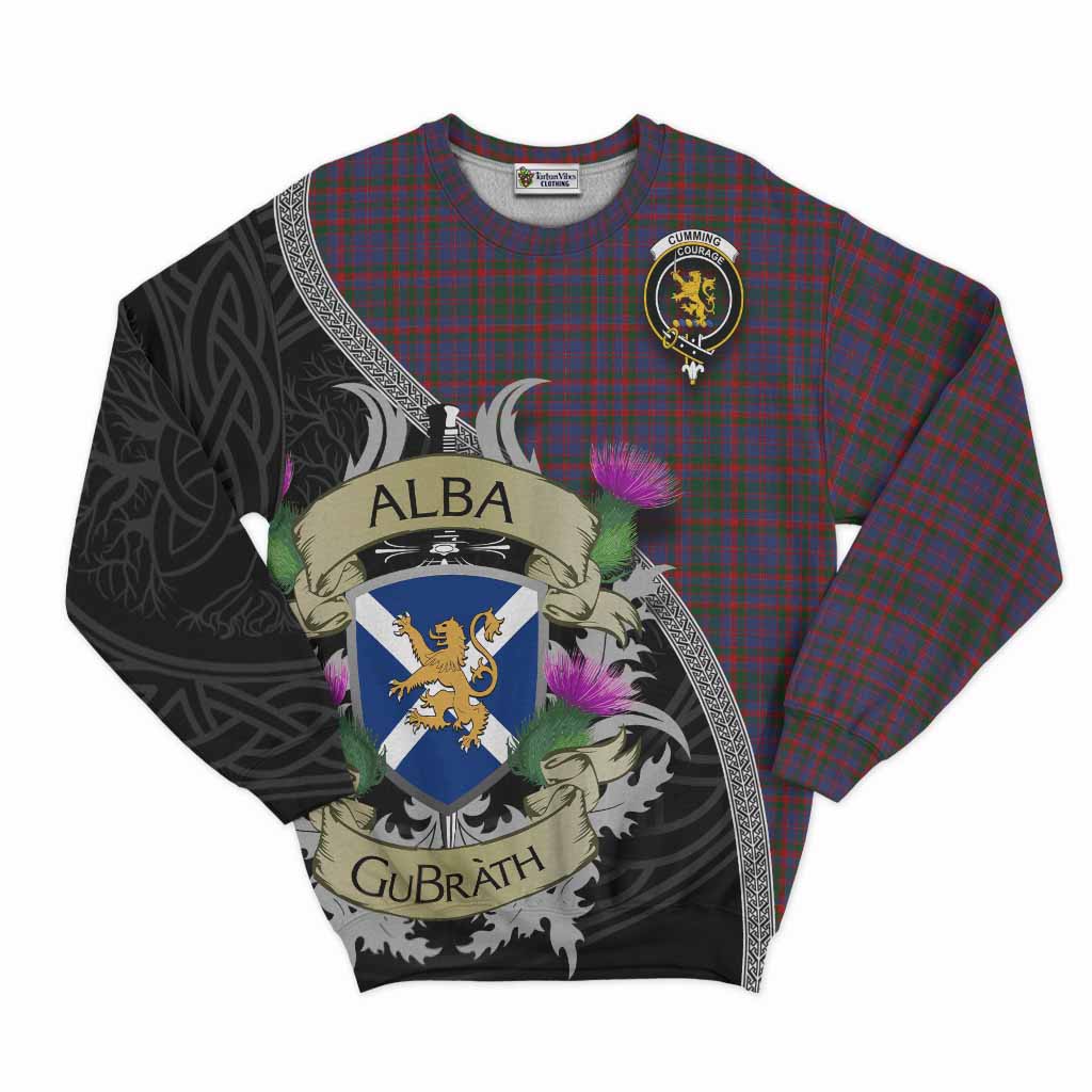 Tartan Vibes Clothing Cumming Tartan Family Crest Sweatshirt Lion Rampant Royal Thistle Shield Celtic Inspired