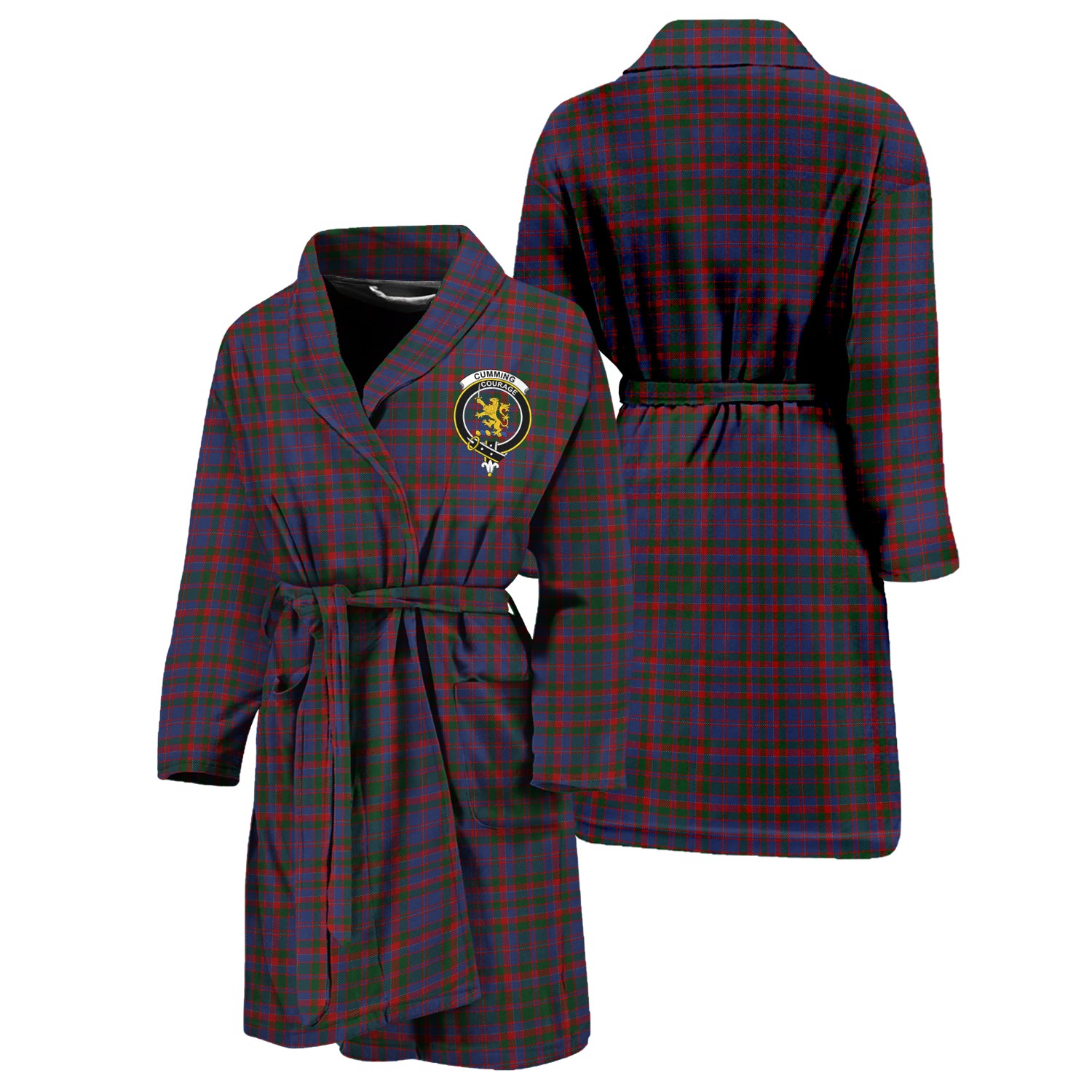 Cumming Tartan Bathrobe with Family Crest Unisex S - Tartan Vibes Clothing
