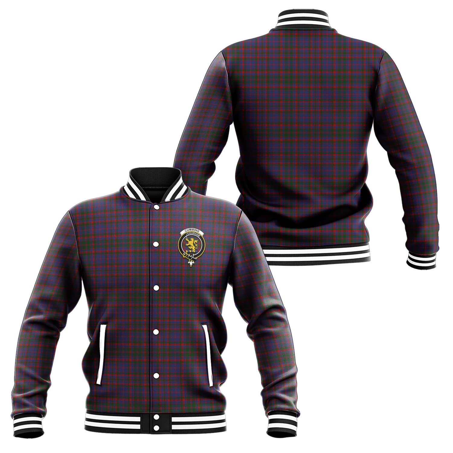 Cumming Tartan Baseball Jacket with Family Crest Unisex - Tartan Vibes Clothing