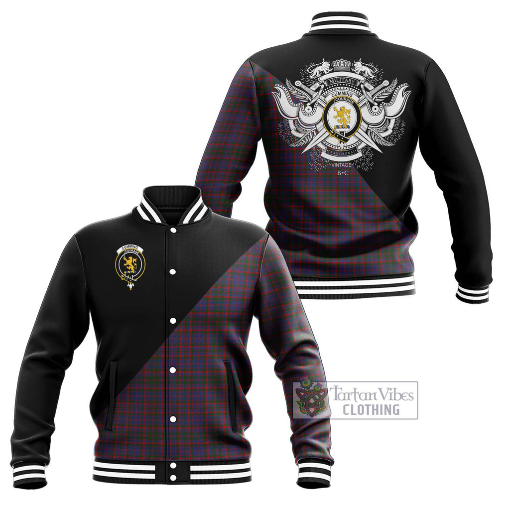 Cumming Tartan Baseball Jacket with Family Crest and Military Logo Style Unisex - Tartanvibesclothing Shop