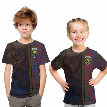 Cumming Tartan Family Crest Kid T-Shirt Alba Gu Brath Be Brave Lion Ancient Style